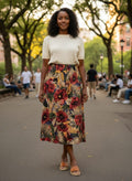 Vtg Block Island Tropical Floral Skirt