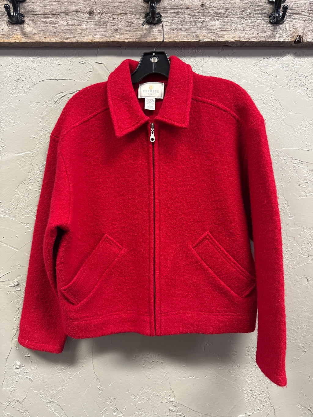 Vtg EXPRESS Tricot 100% Wool Jacket