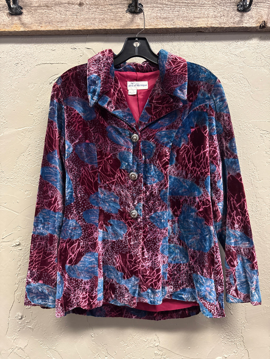 Vtg Glen of Michigan Crushed Velvet Jacket