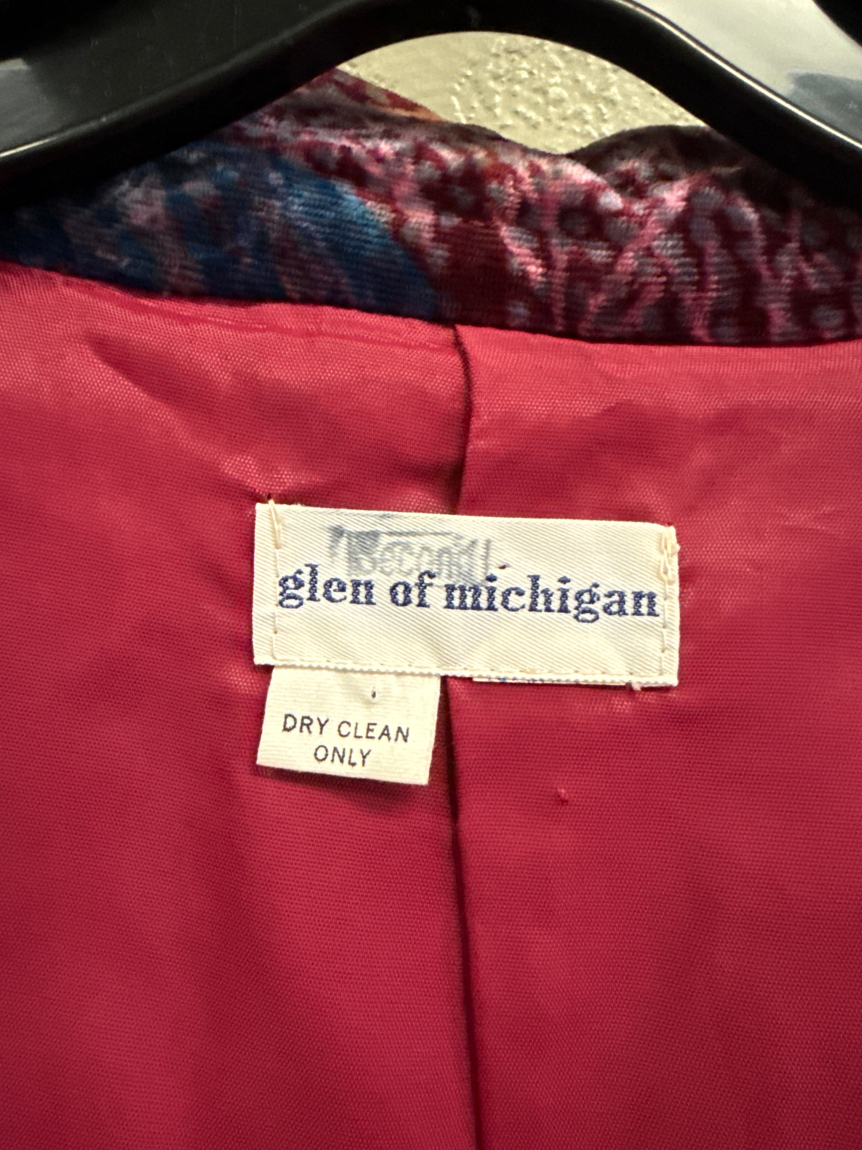 Vtg Glen of Michigan Crushed Velvet Jacket