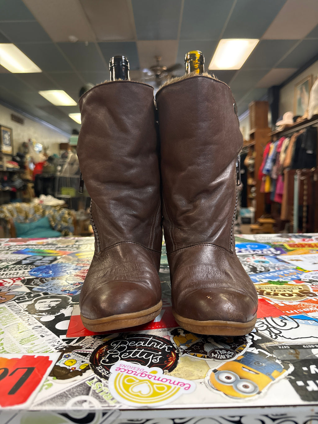Vtg 80s Leather Slouch Boots