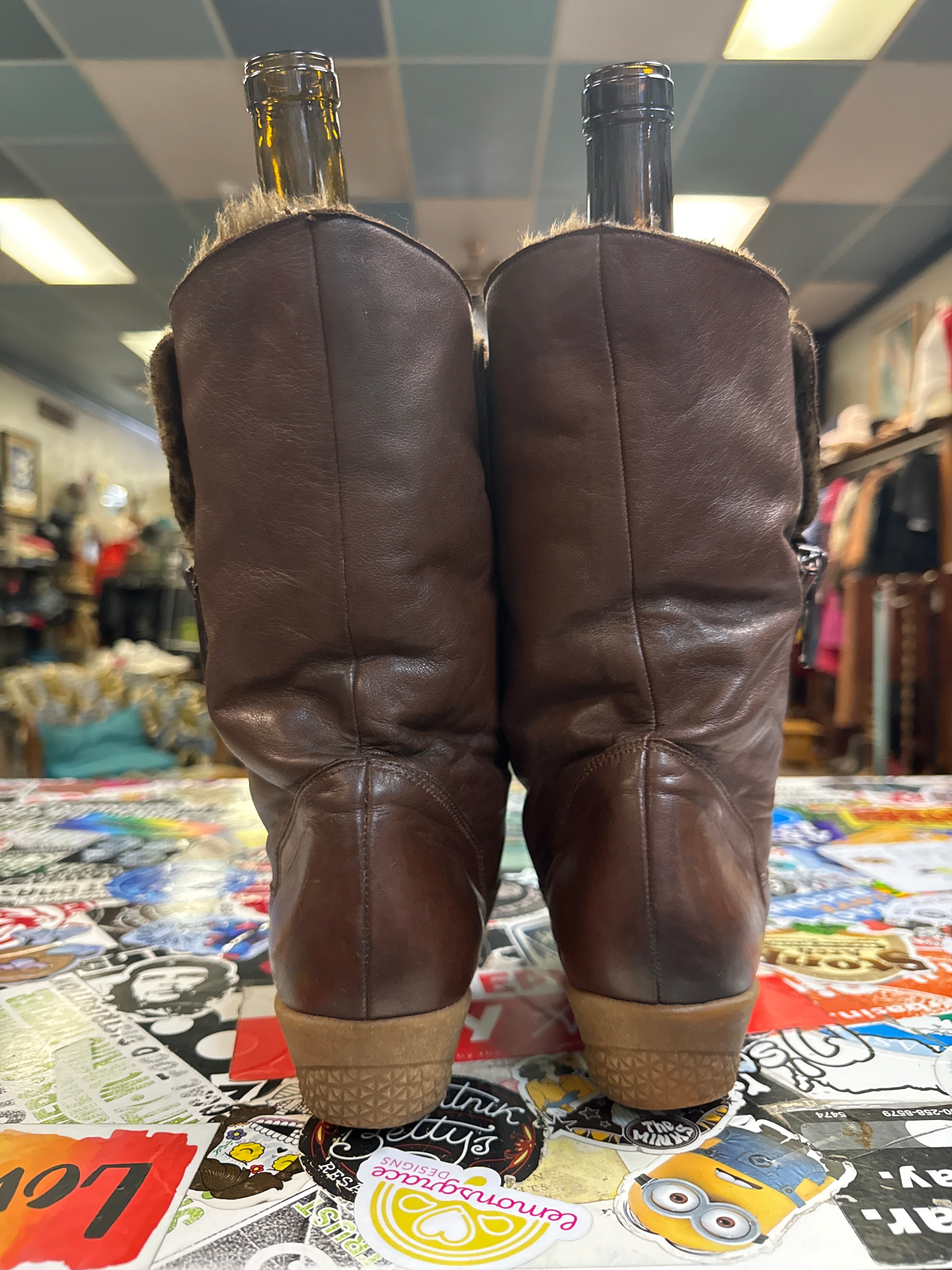 Vtg 80s Leather Slouch Boots