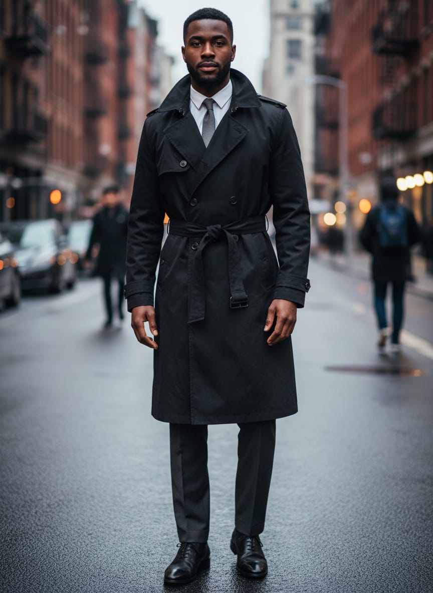 Vtg Towne Dbl-Breasted Trench Coat