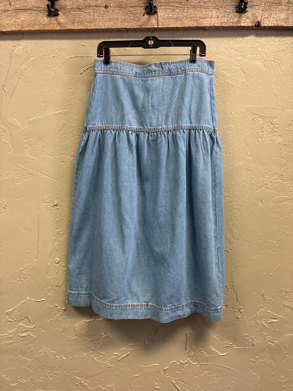 Drapey Denim Midi-Skirt