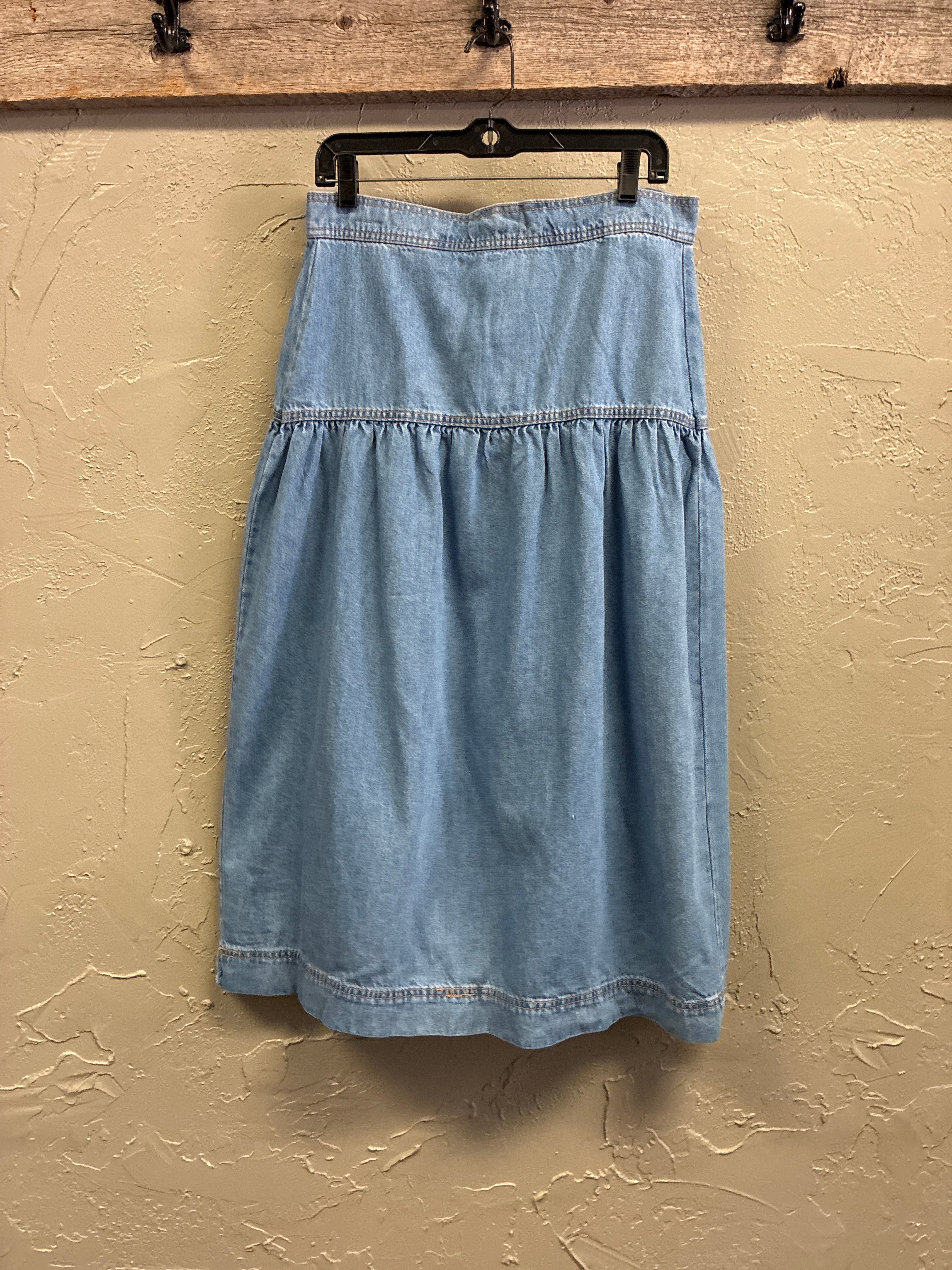 Drapey Denim Midi-Skirt