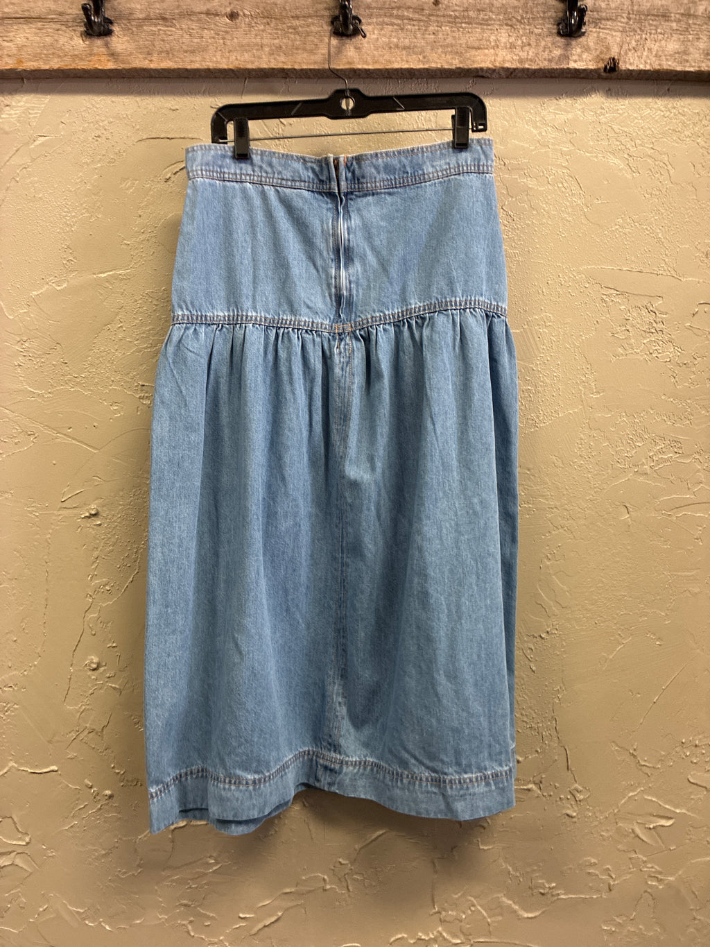 Drapey Denim Midi-Skirt