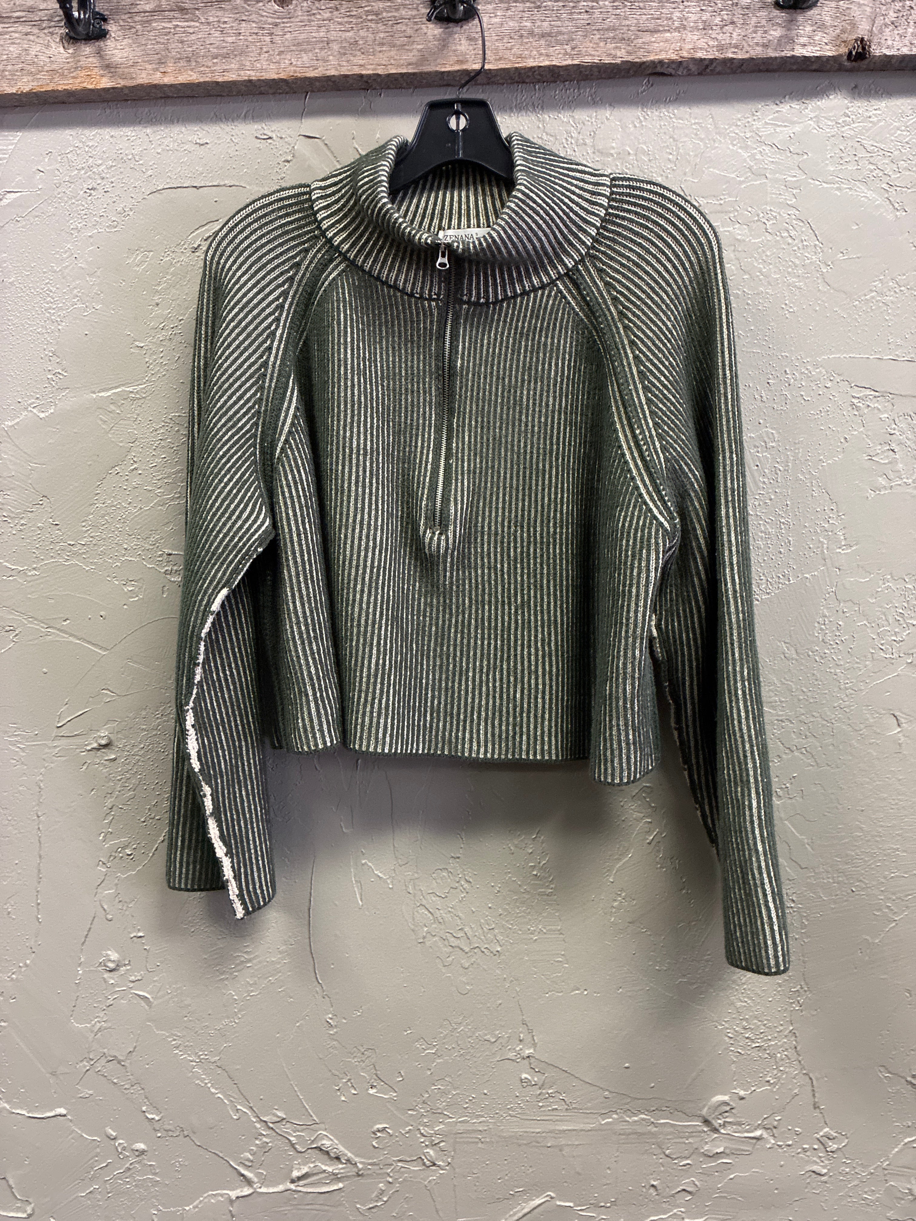 Zenana Two-Tone Ribbed Crop Sweater
