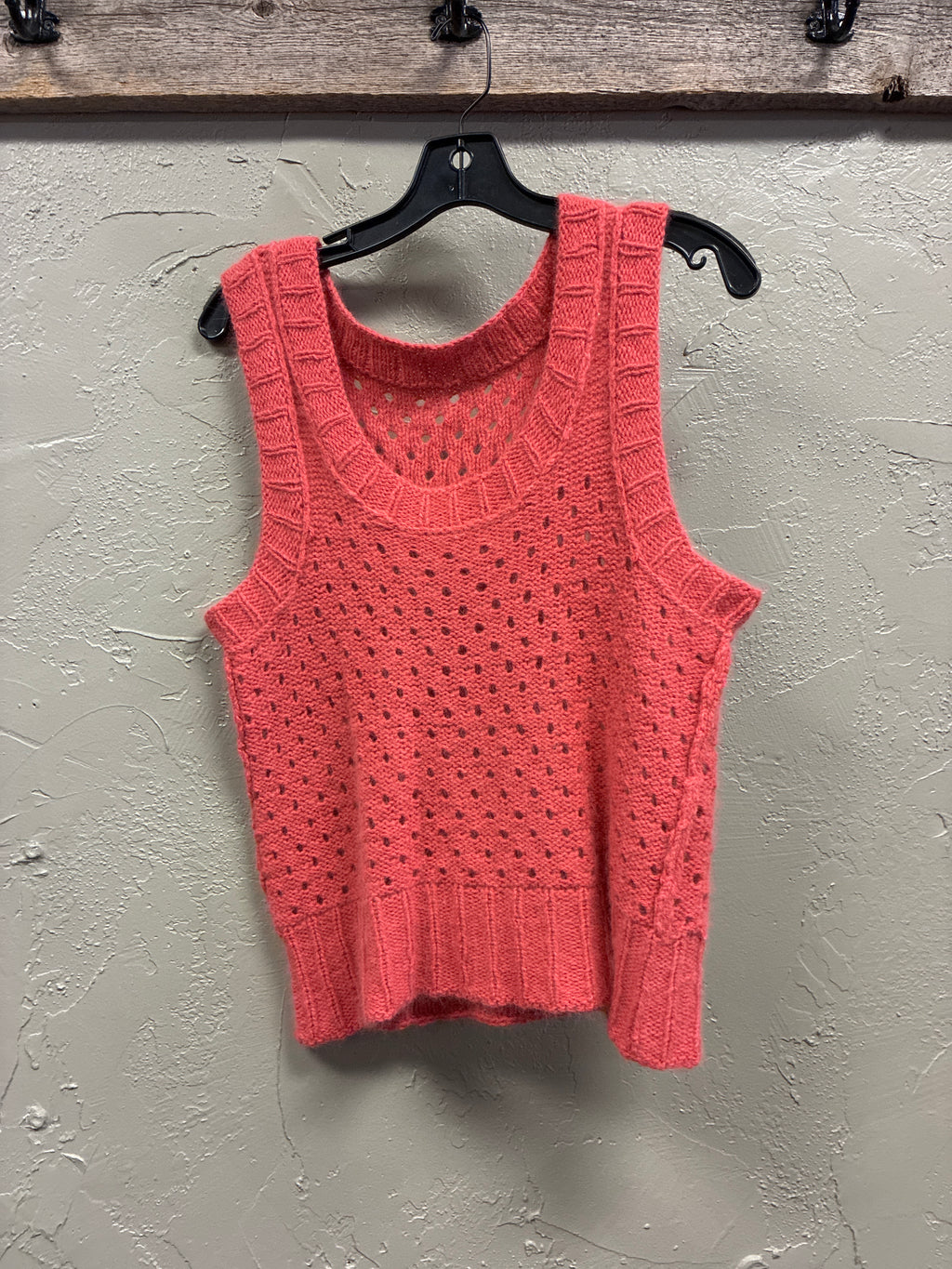 Hand-Knit Open-Stitch Sweater Vest
