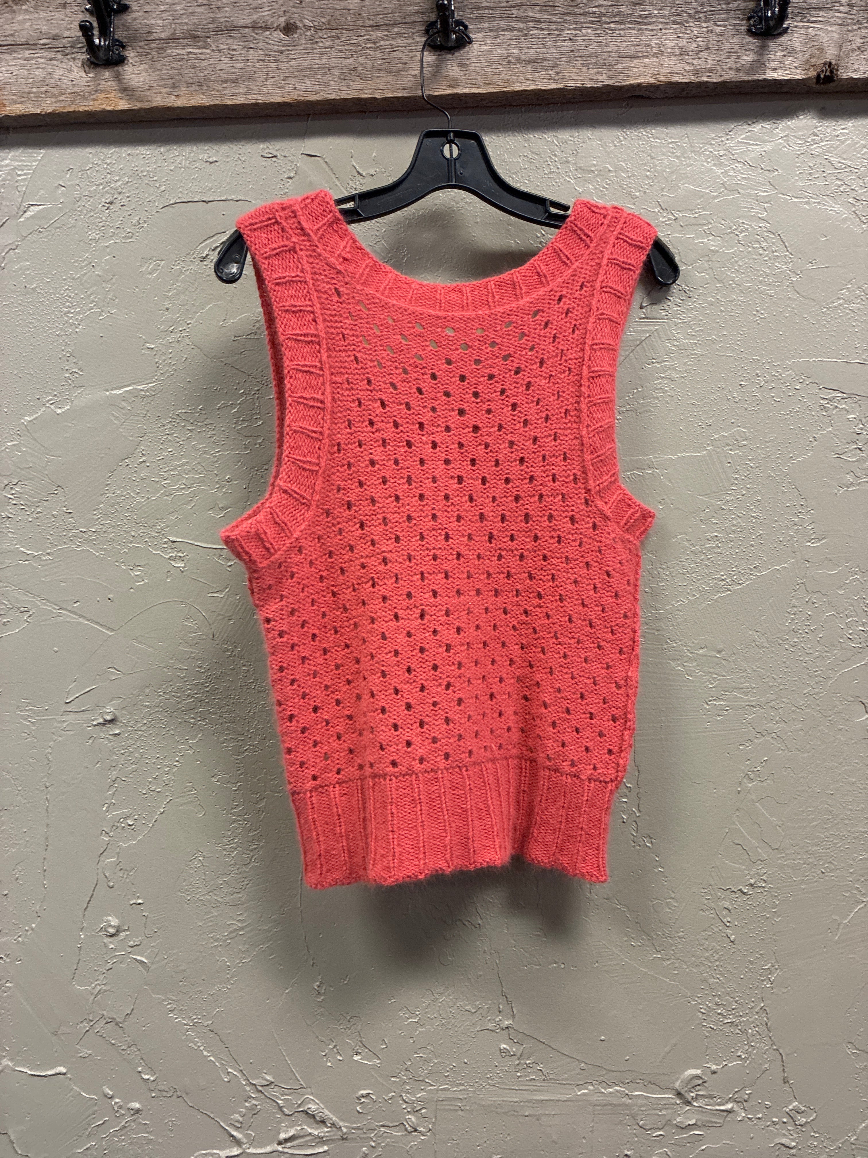 Hand-Knit Open-Stitch Sweater Vest