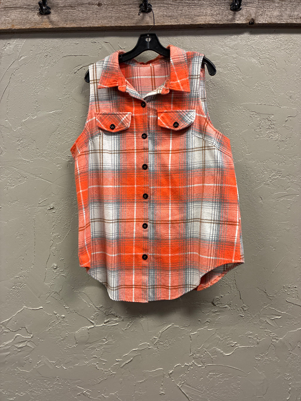 Sleeveless Flannel Shirt