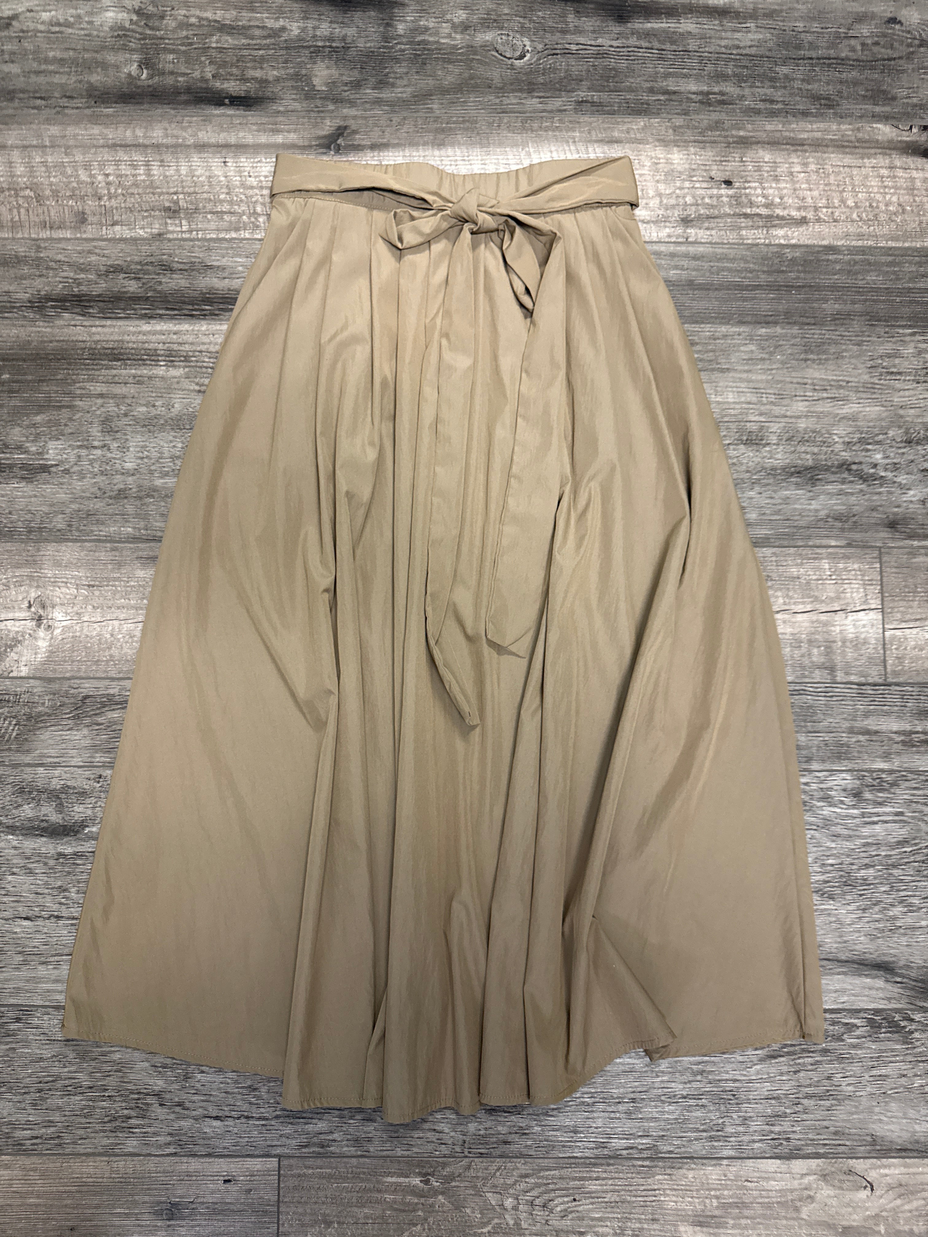 Pleated Belted Midi Skirt