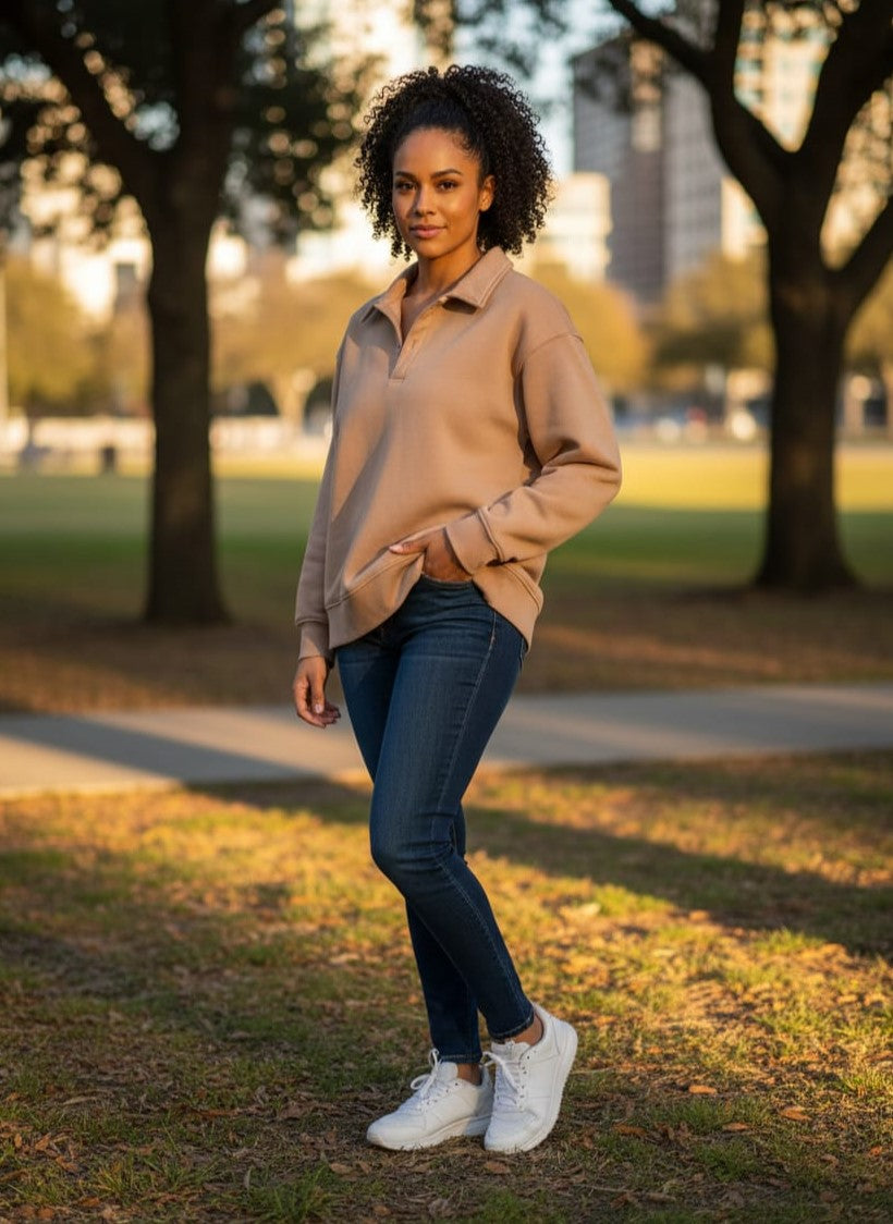 Mondetta Collared Fleece Pullover