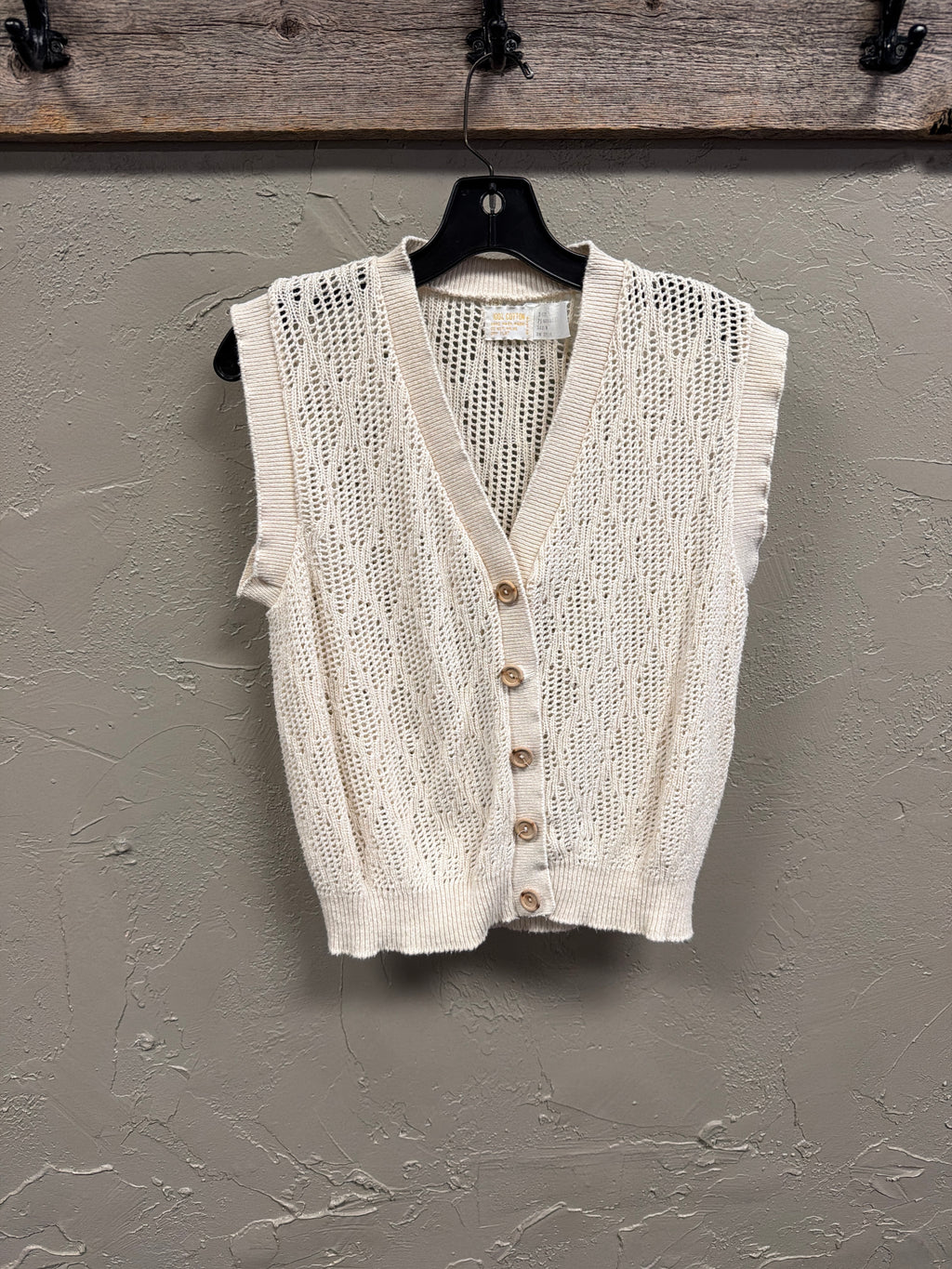 Vtg Open-Knit Sweater Vest