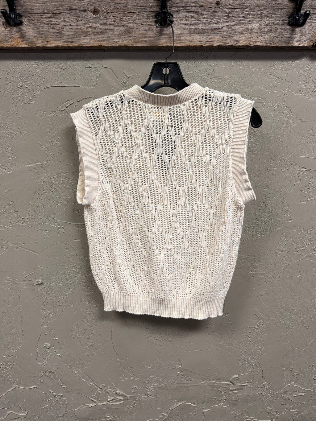 Vtg Open-Knit Sweater Vest