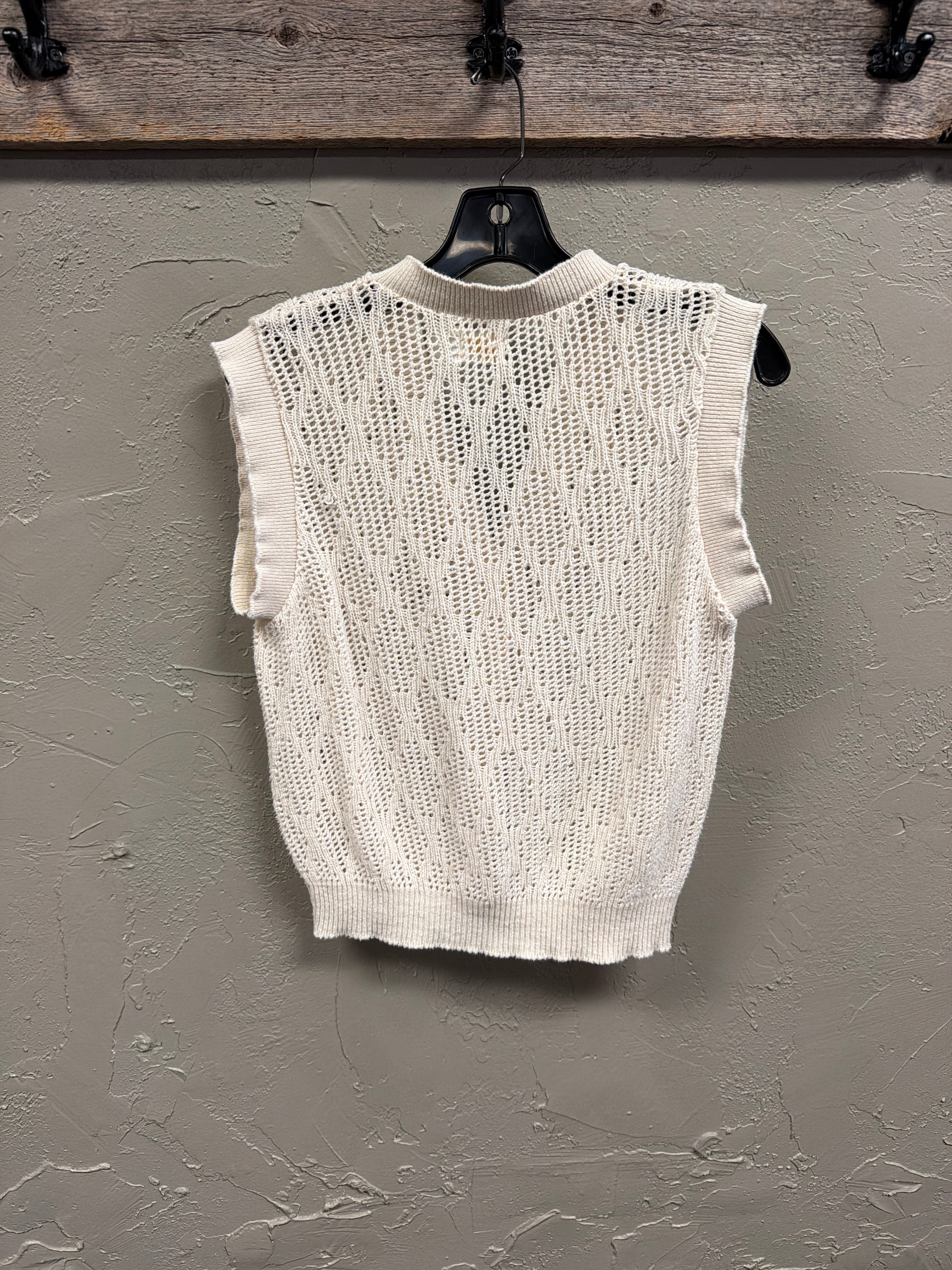 Vtg Open-Knit Sweater Vest