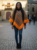 Vtg 70s Geometric Knit Poncho