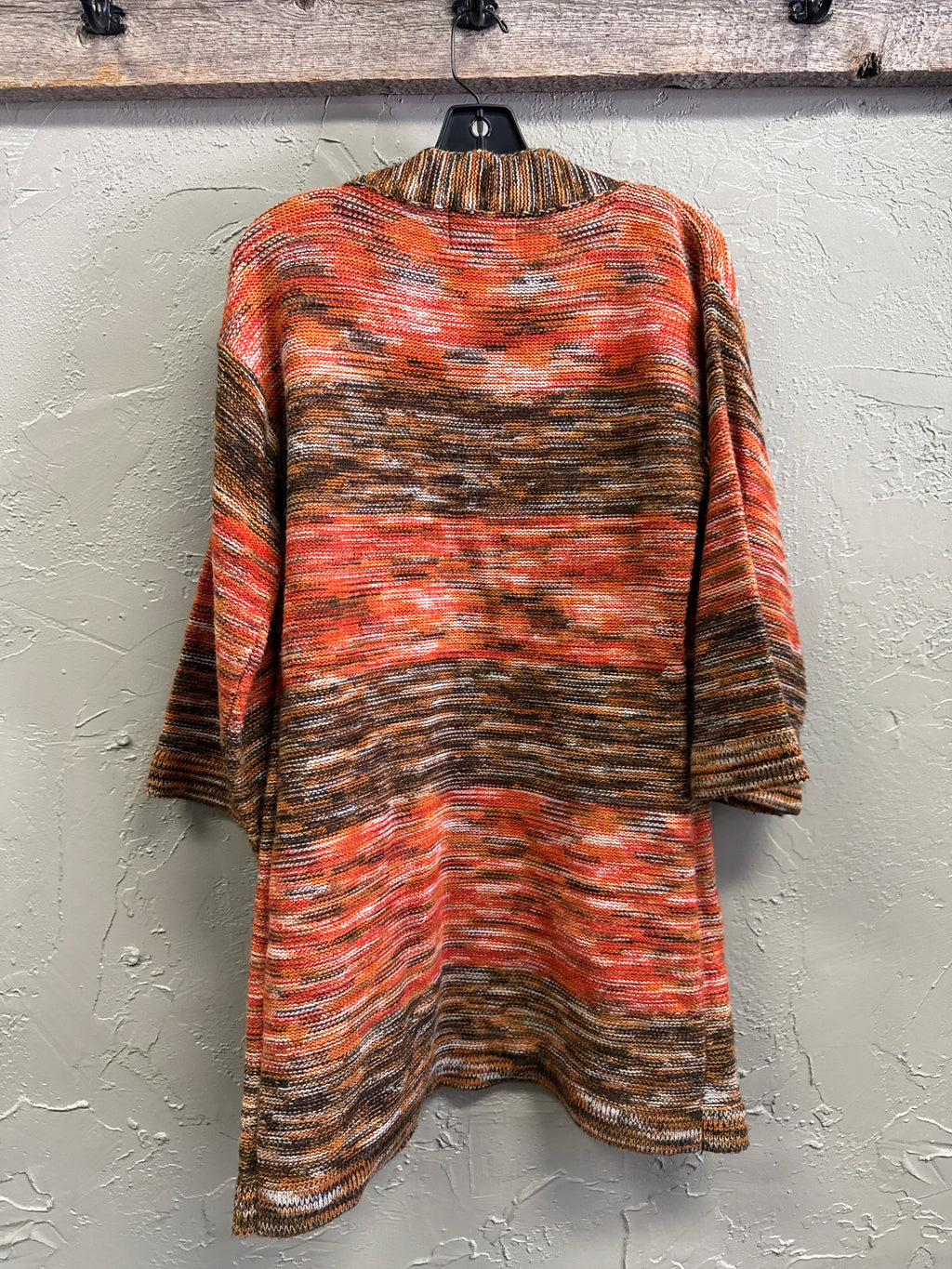 Vtg 70s Space-Dye Longline Cardigan