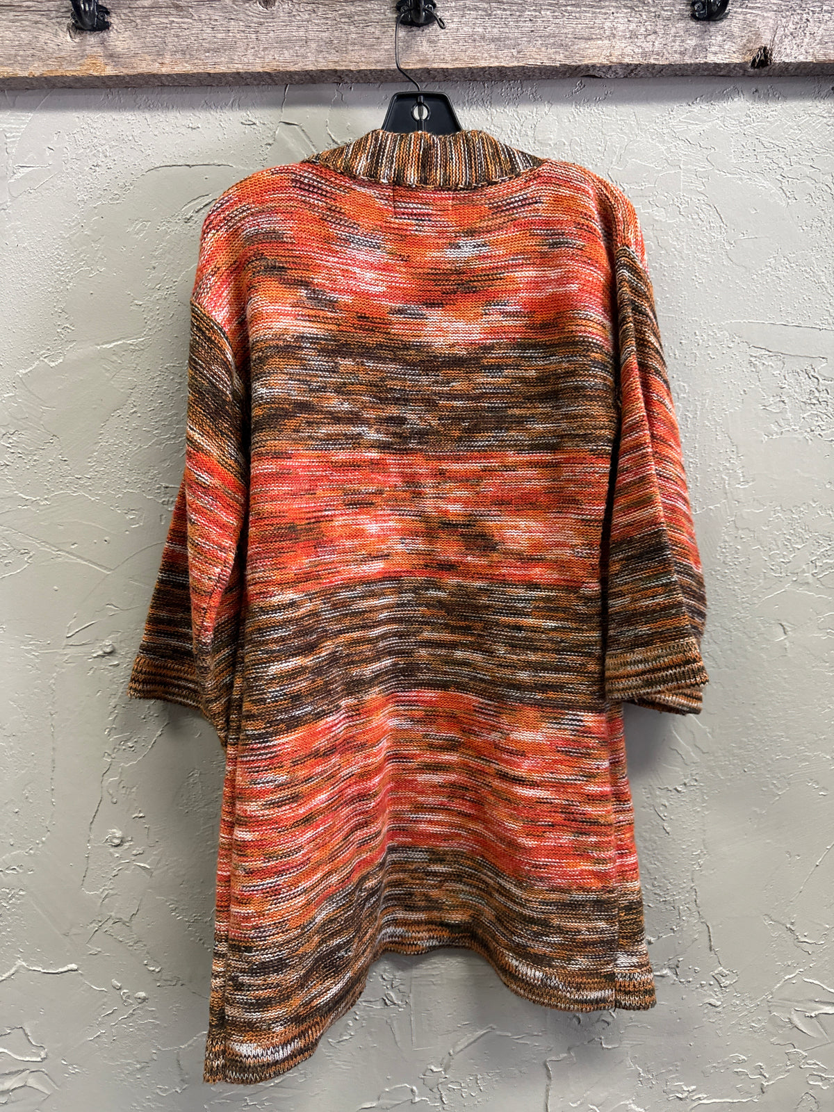 Vtg 70s Space-Dye Longline Cardigan