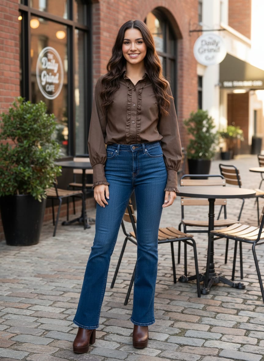 Vtg 70s Ruffled Button-down