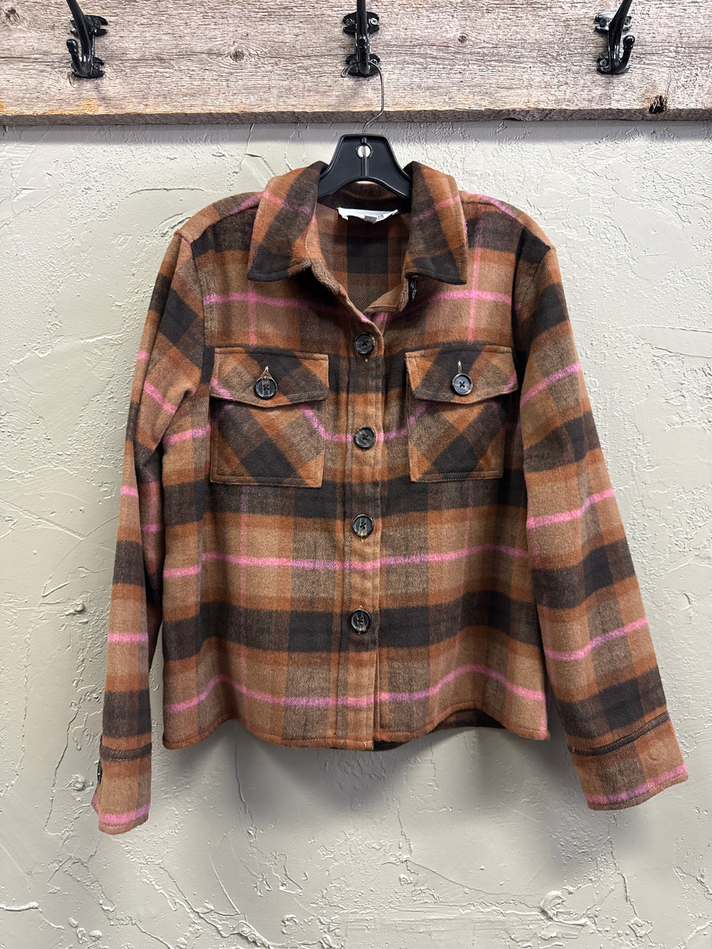 NWT BB Dakota Boxy Plaid Shacket (org$119)