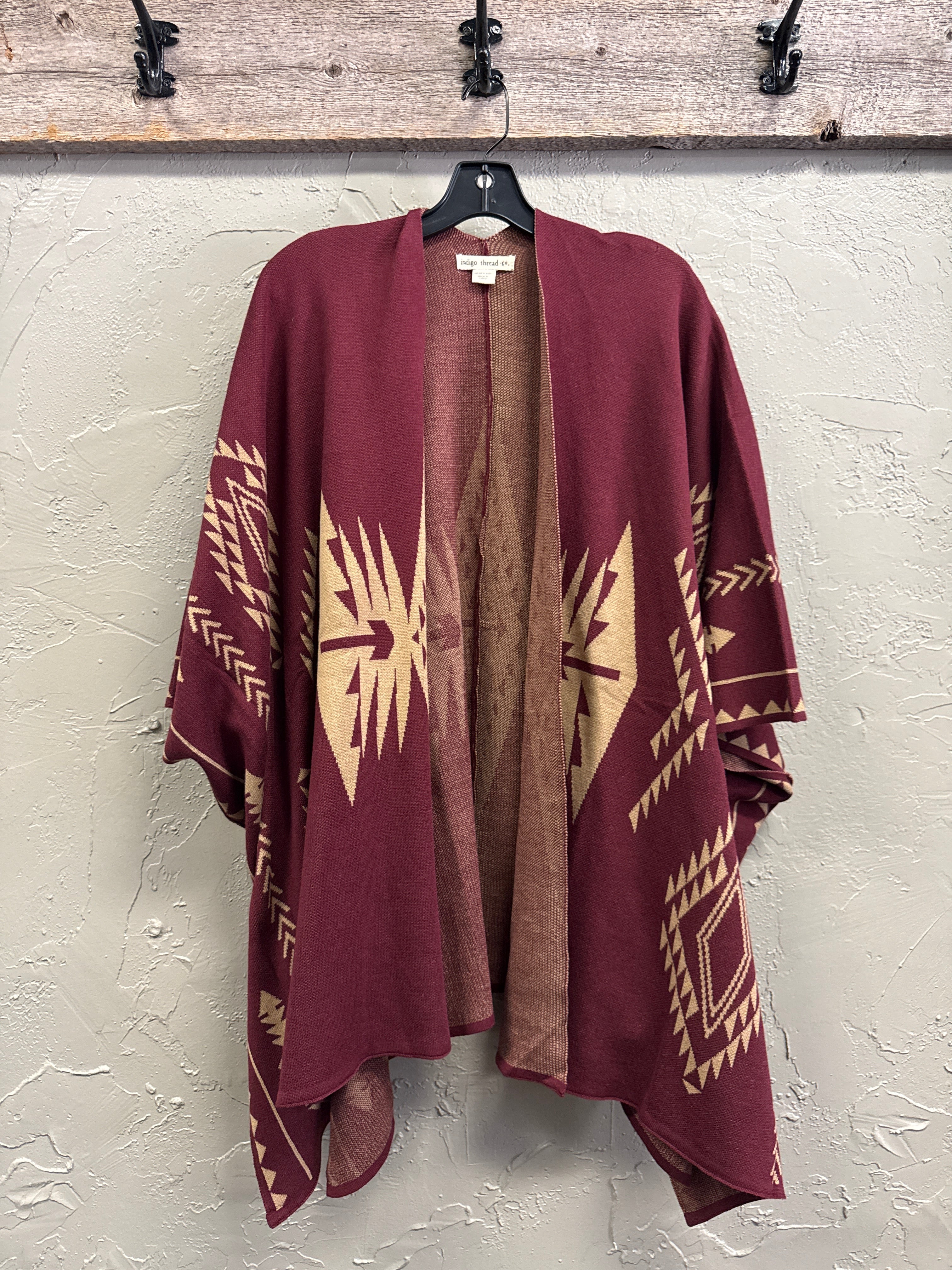 NWOT Indigo Thread Open-Front Poncho (org$80)