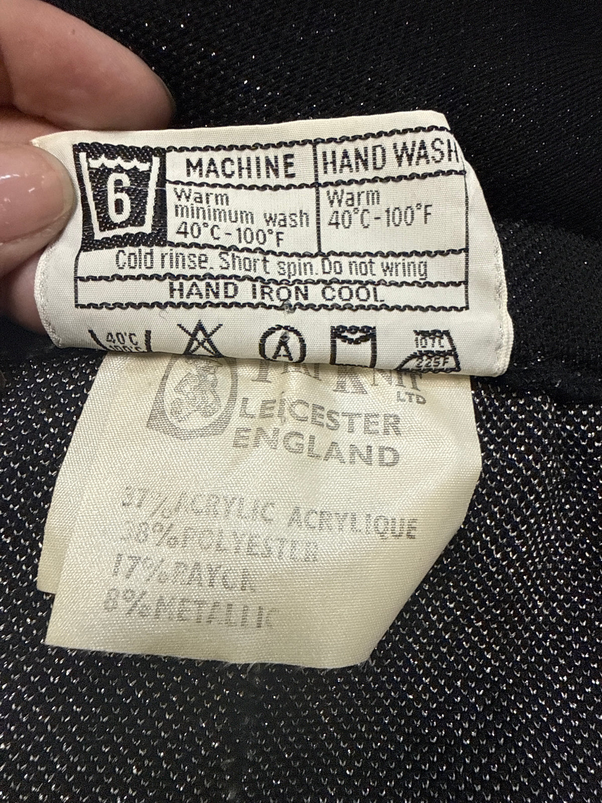 Vtg 70s Tiki Knit Black Silver Lurex Maxi