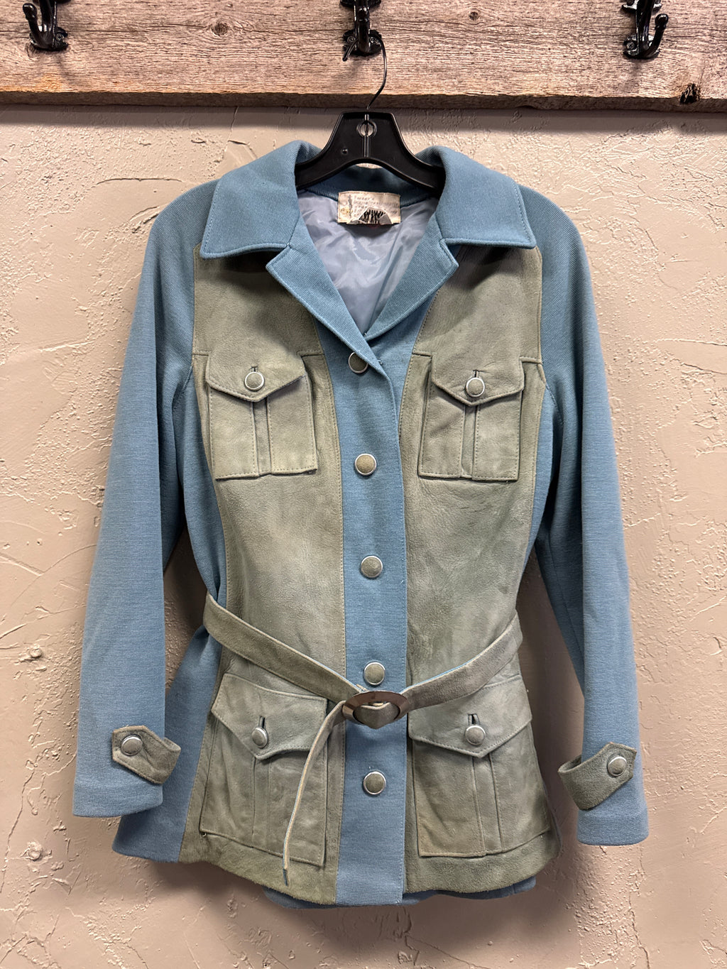 Vtg 70s Pennys Suede & Wool Safari Jacket