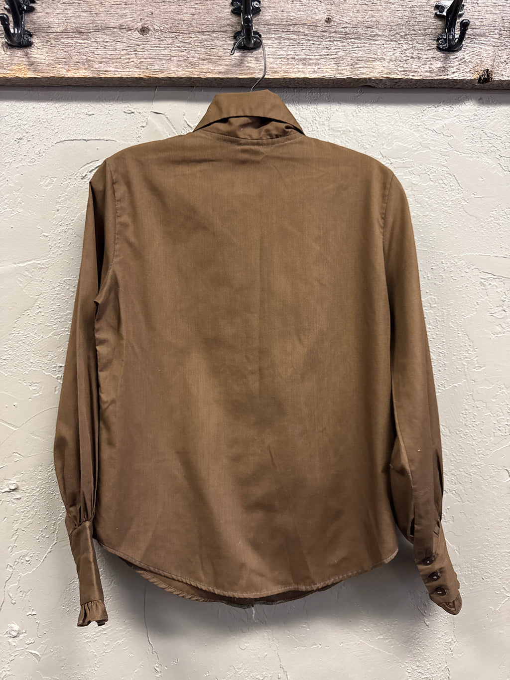 Vtg 70s Ruffled Button-down
