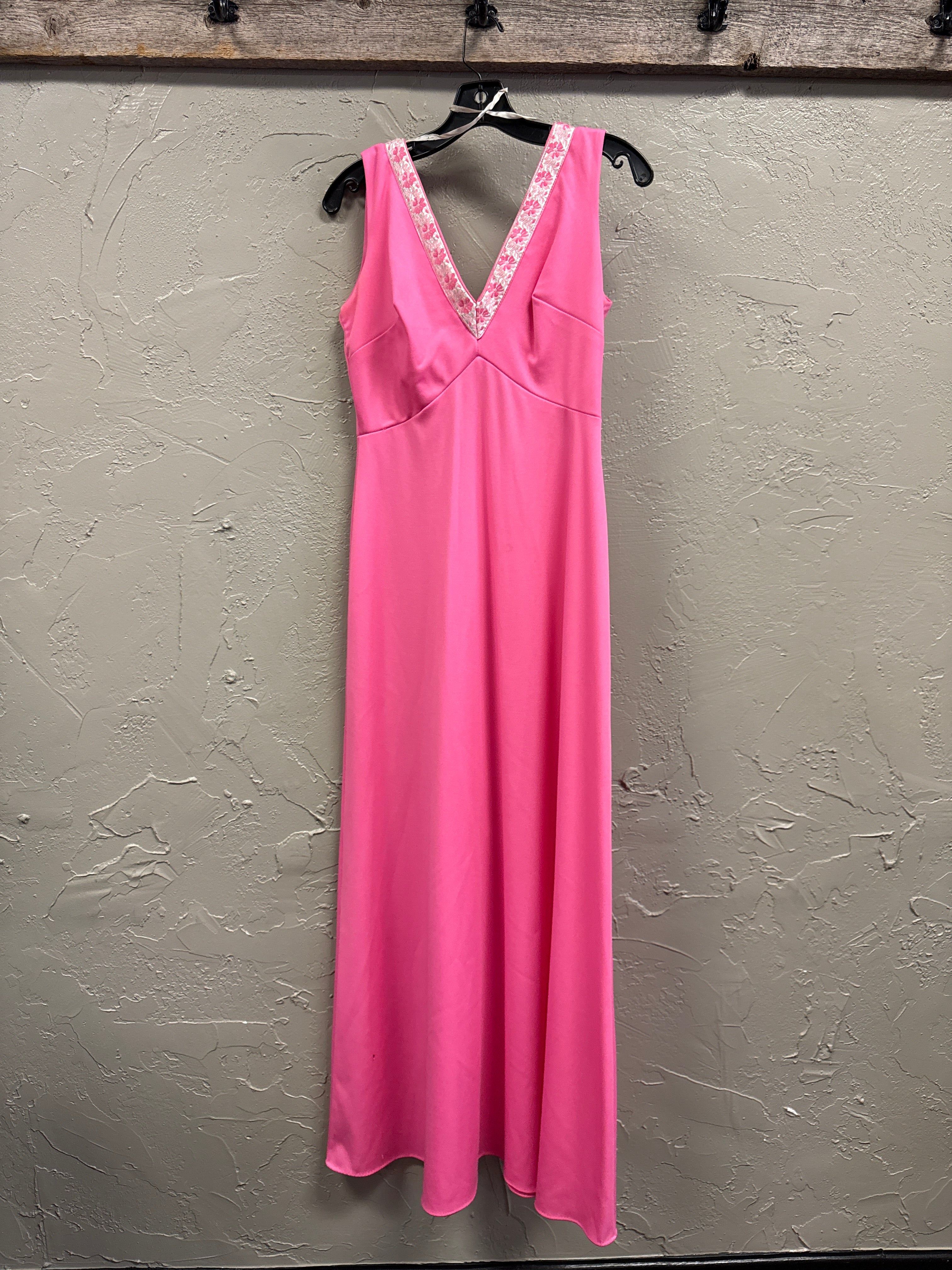 Vtg 70s Maxi Gown & Metallic Jacquard Cape Set