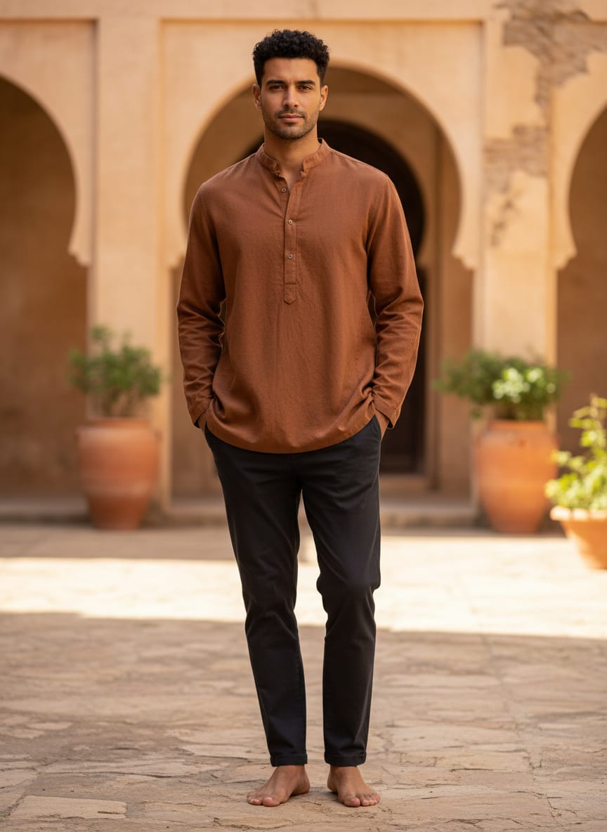 Long Cotton-Blend Kurta