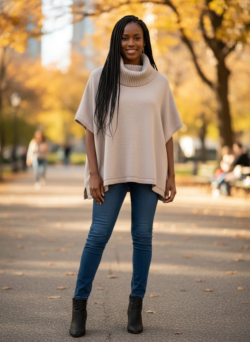 Cyrus Cowl Noeck Poncho Sweater (org$79)