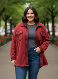 Zenana Fleece Button-Down Shacket