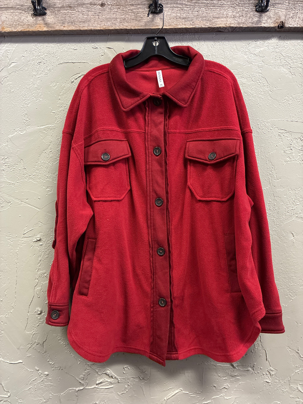 Zenana Fleece Button-Down Shacket