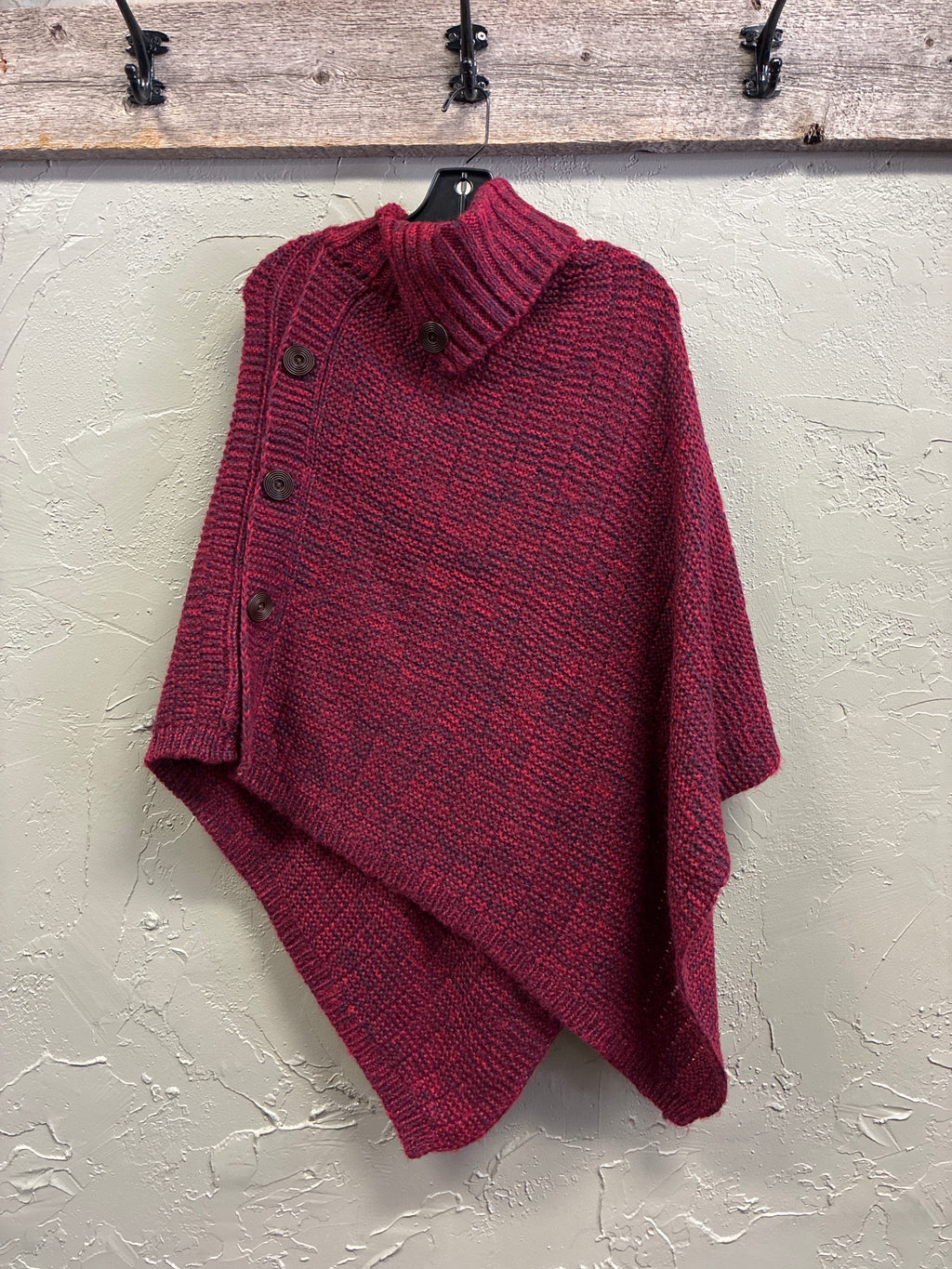 Hand-Knit Cowl Neck Poncho