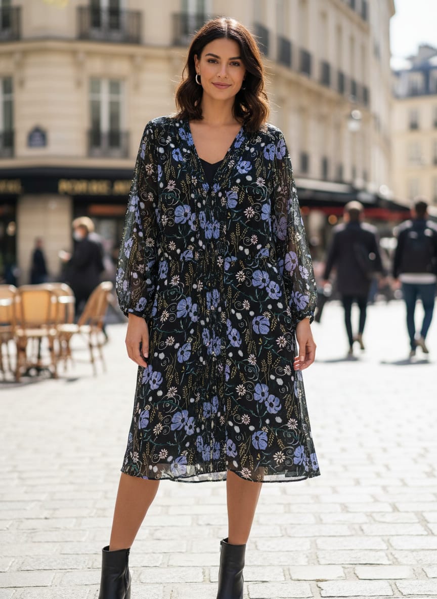 Banana Republic Floral Tie-Neck Dress (org$178)