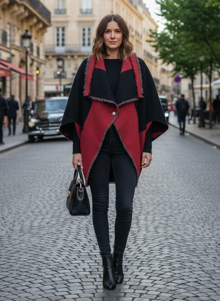 Raven Designs Color Block Cape Jacket