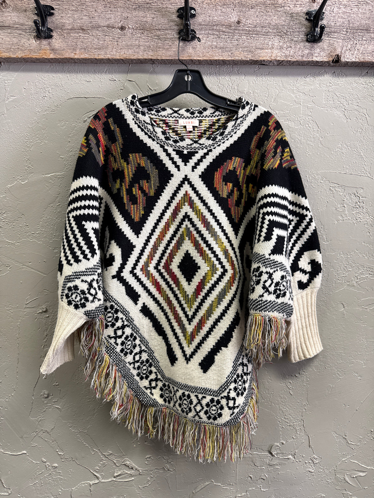 LUXMI SW Knit Fringed Poncho