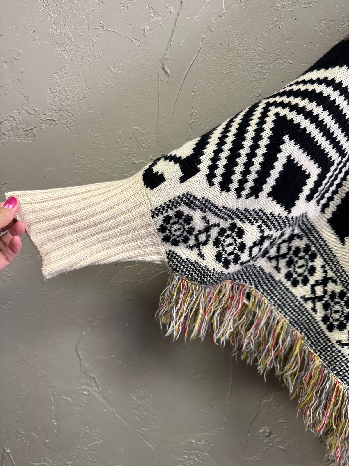 LUXMI SW Knit Fringed Poncho