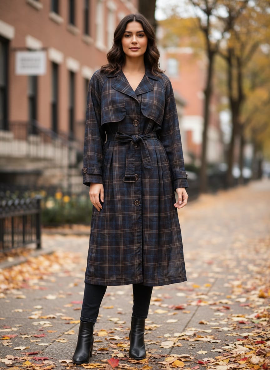 Porridge Sheer Plaid Trench Coat (org$138)