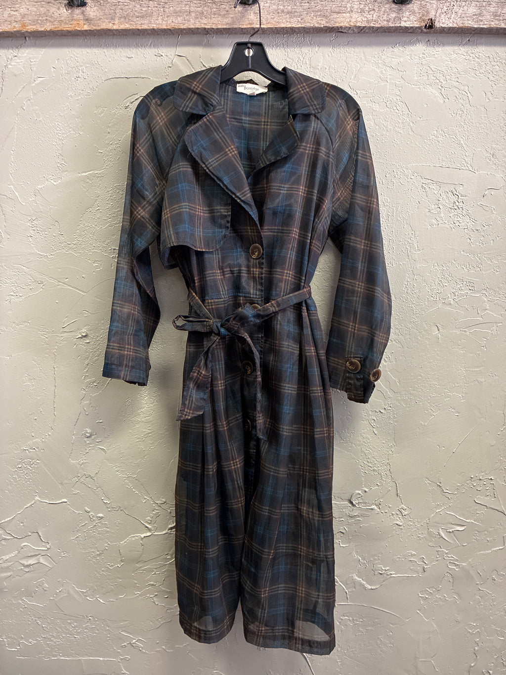 Porridge Sheer Plaid Trench Coat (org$138)