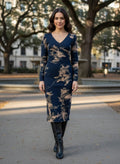 PETITE V-Neck Long Sleeve Dress (org$120)