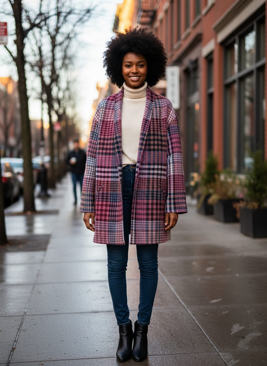 Rachel Zoe Plaid Tweed Coat (org$225)