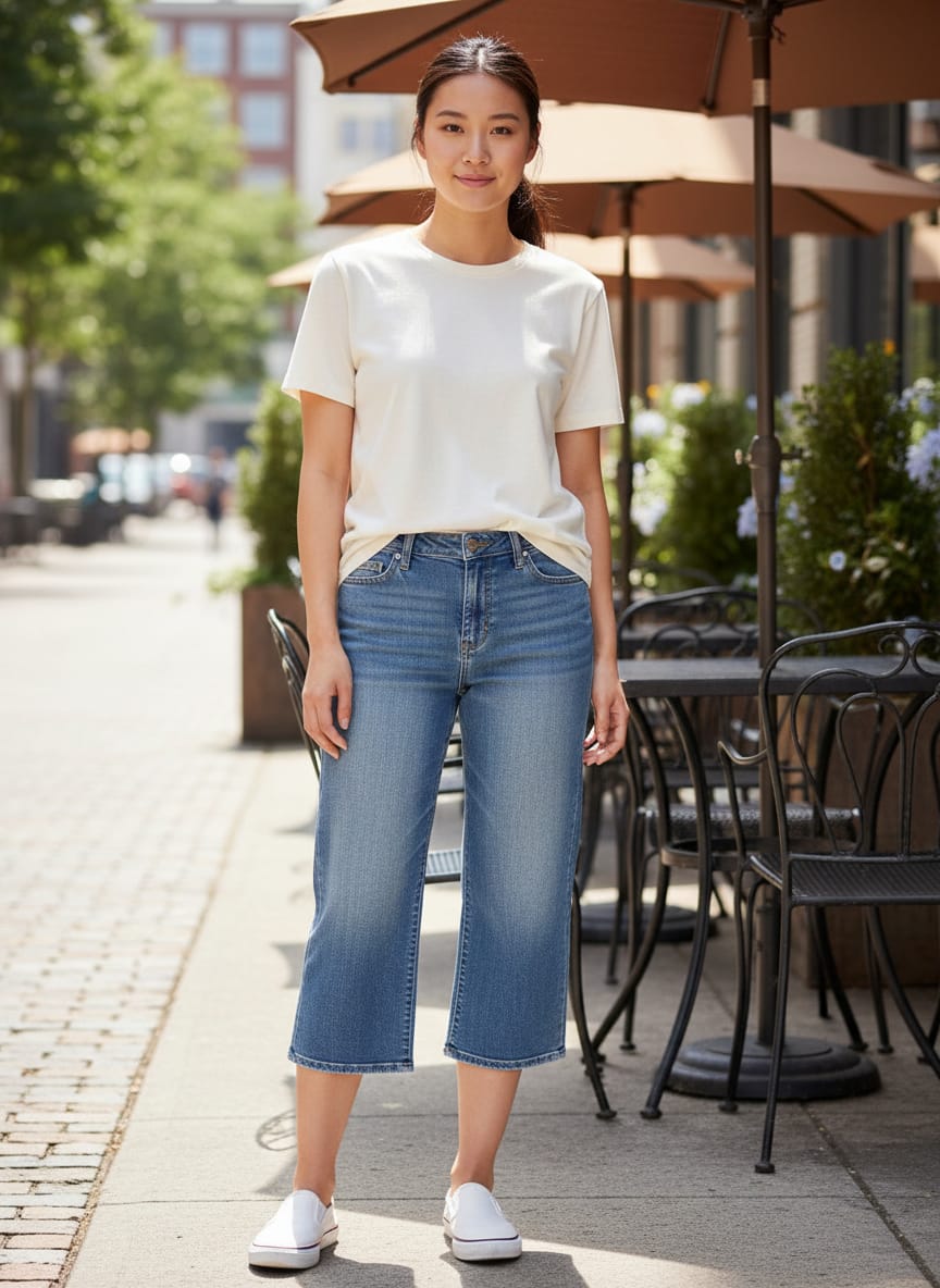 Lands End Mid-Rise Culotte Jeans (org$90)