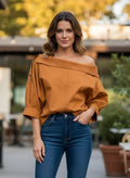 Short-Sleeve Funnel Neck Top