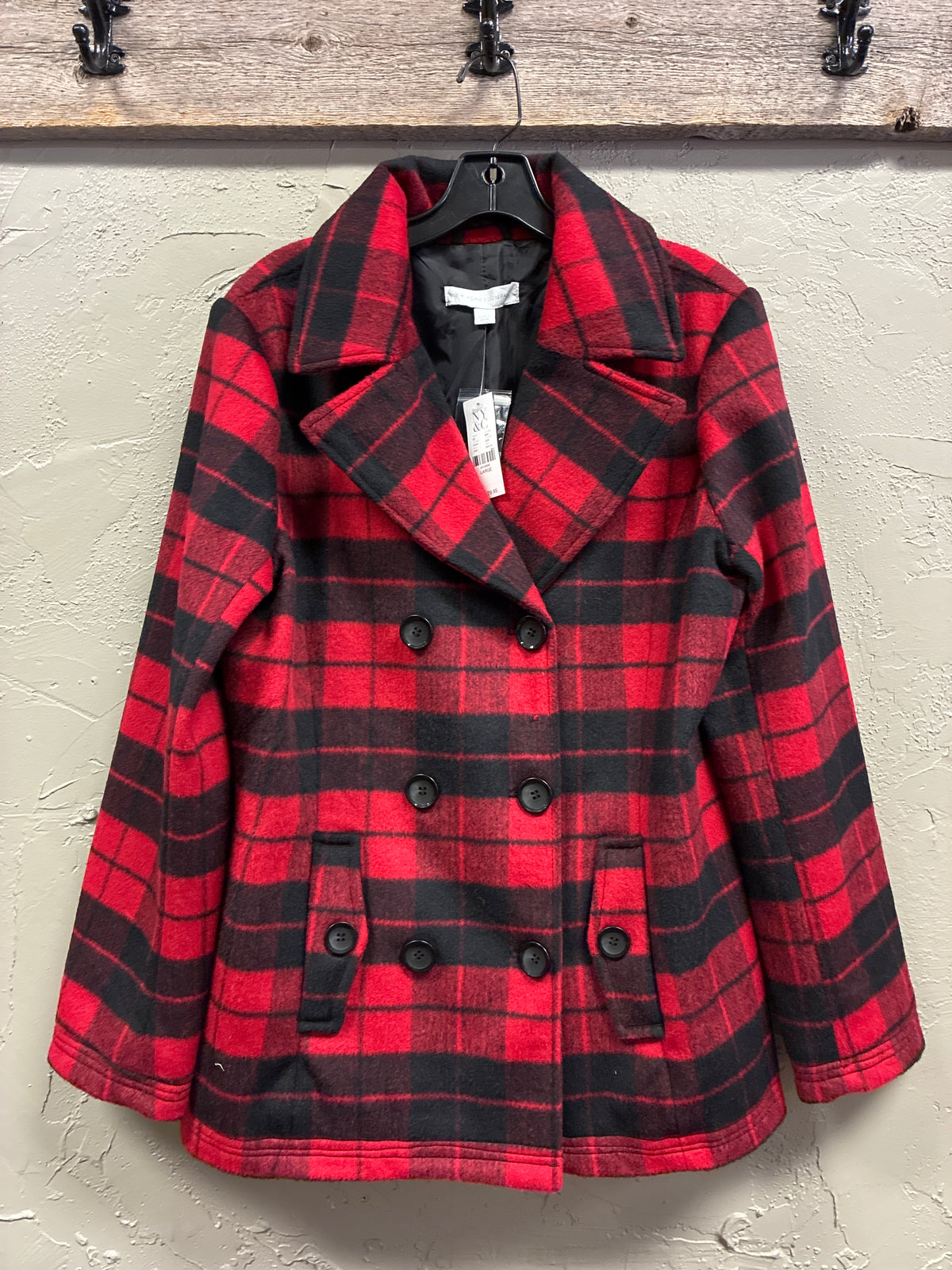 NWT NY&Co Buffalo Plaid Pea Coat (org$130)