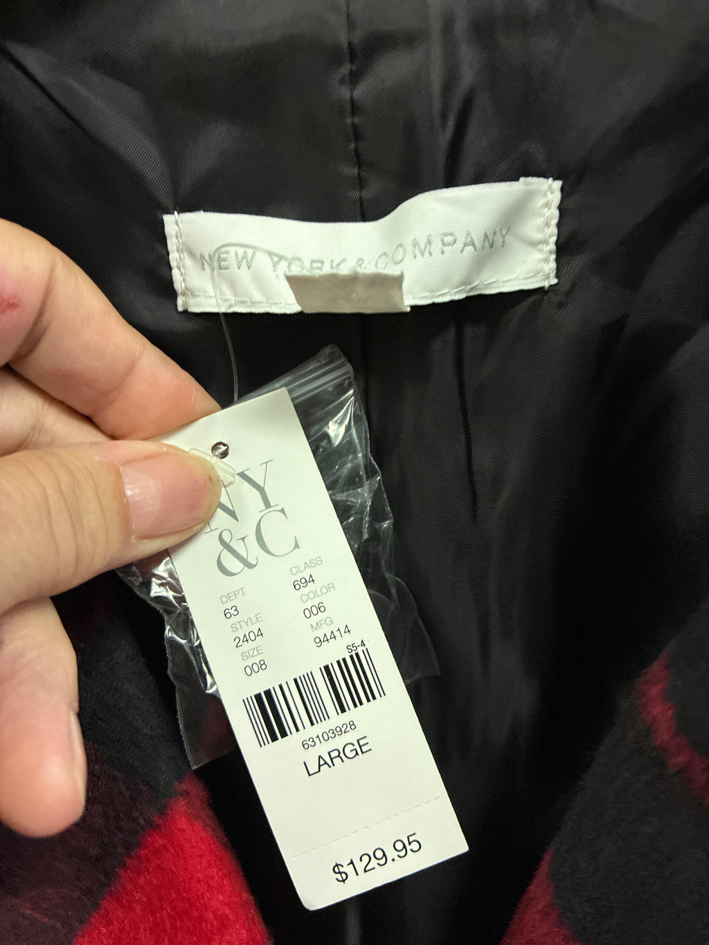 NWT NY&Co Buffalo Plaid Pea Coat (org$130)