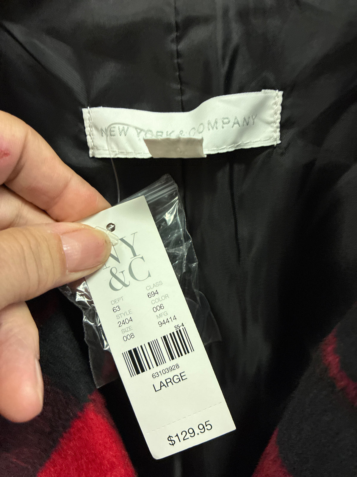 NWT NY&Co Buffalo Plaid Pea Coat (org$130)