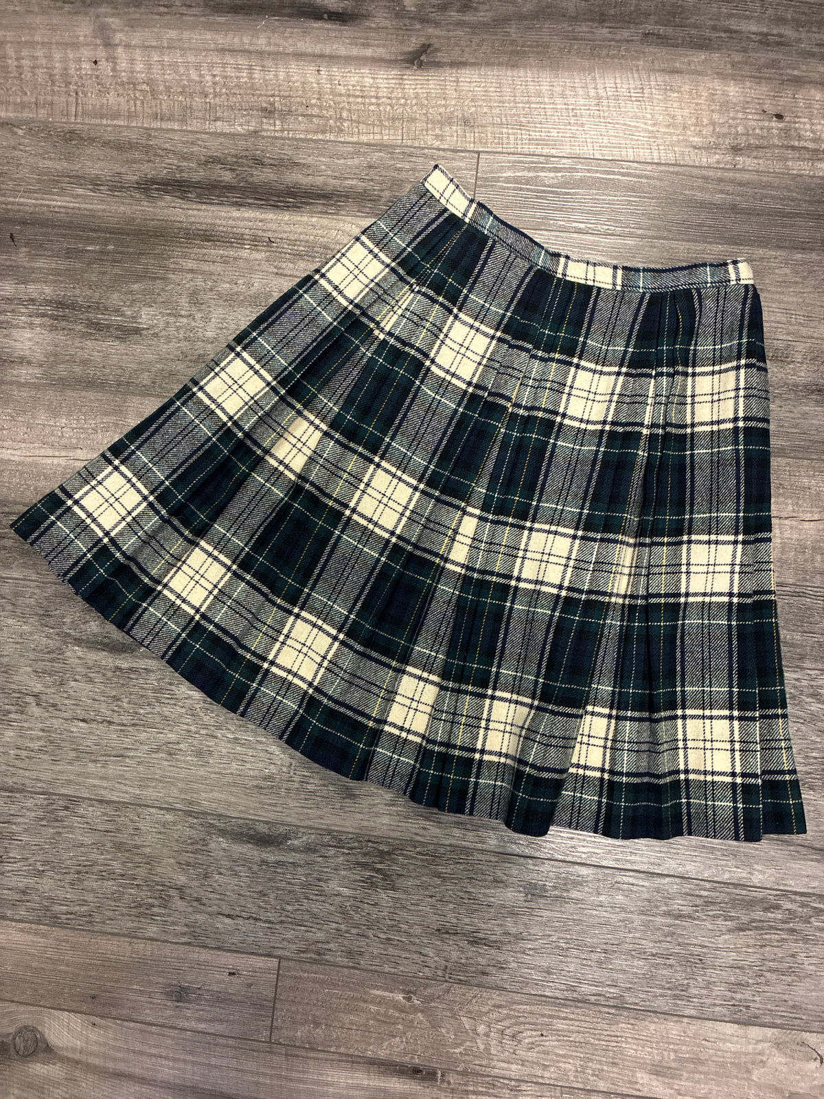 Vtg Pleated Wool Mini Skirt