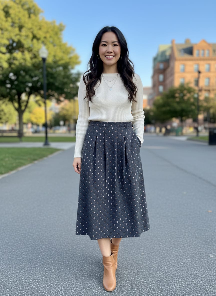 Fossil 100% Silk Swan Midi Skirt (org$148)