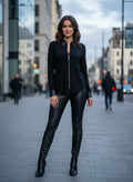 Vtg Bejeweled Zip-Front Top